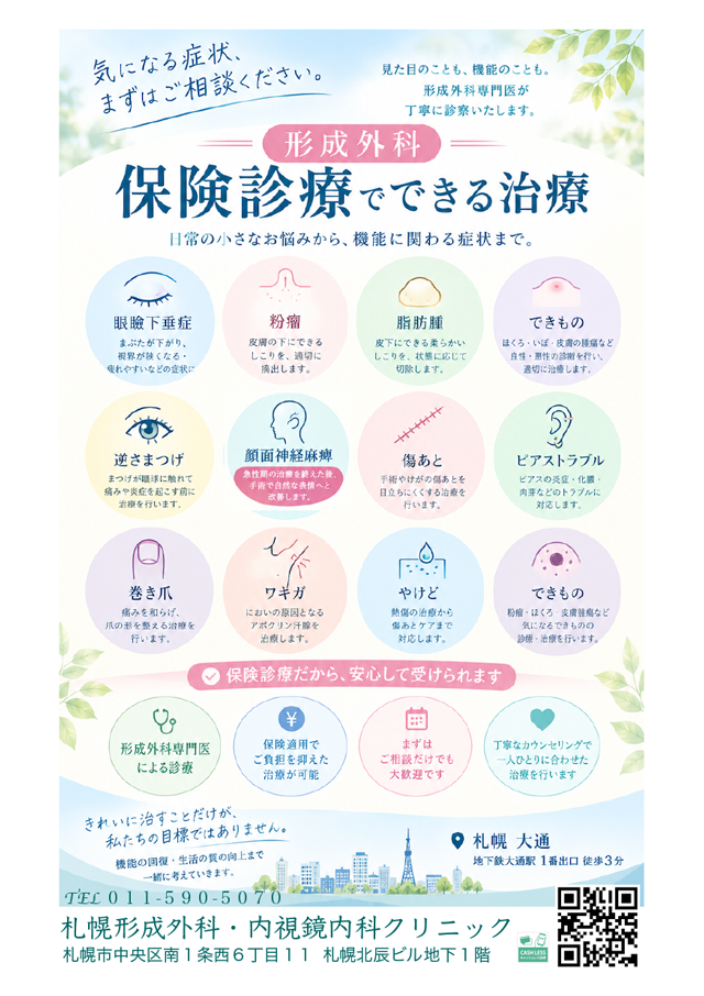「形成外科 保険診療でできる治療」ポスター画像